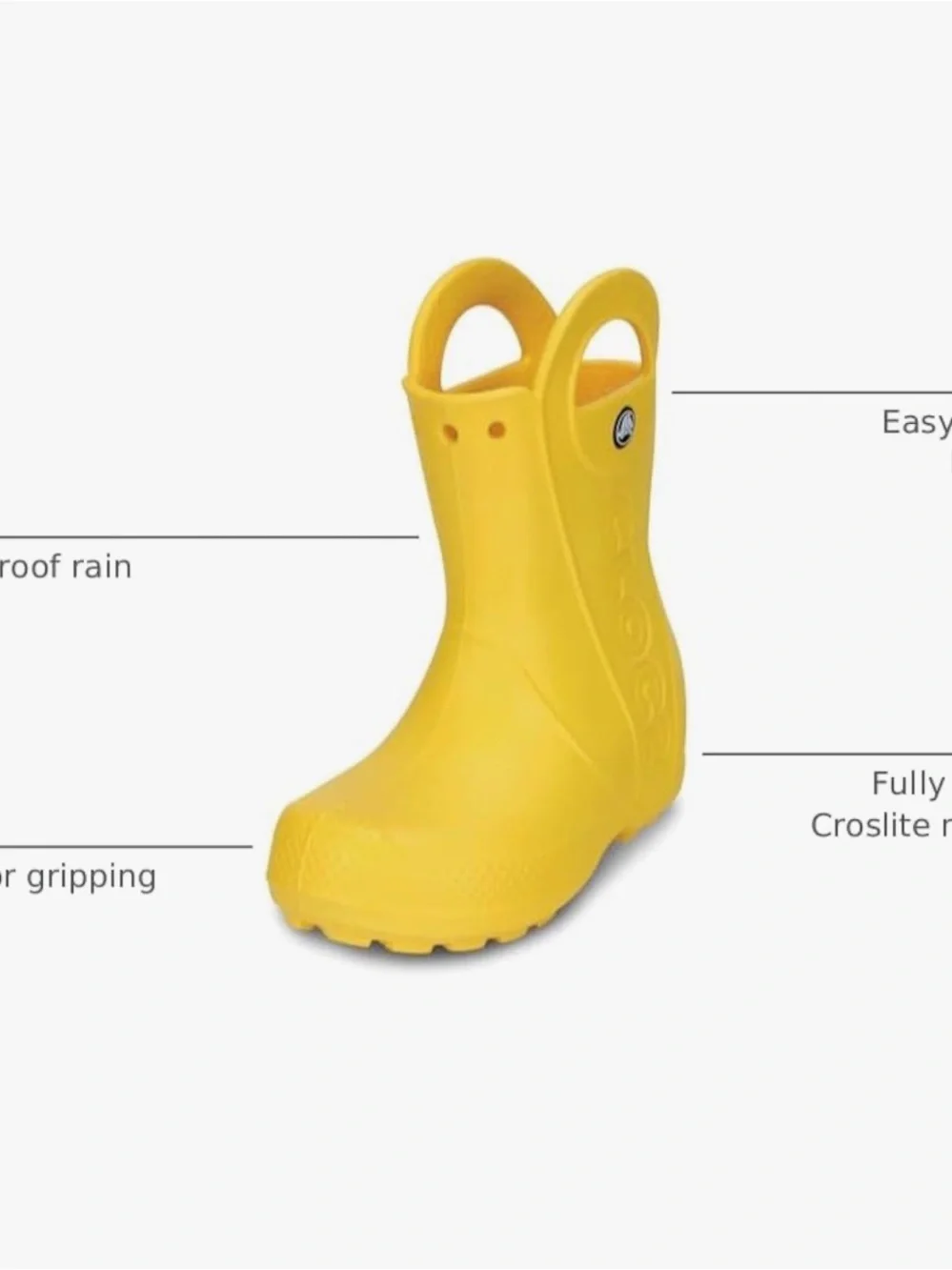 CROCS Kids' Sunny Yellow Handle Rain Boot